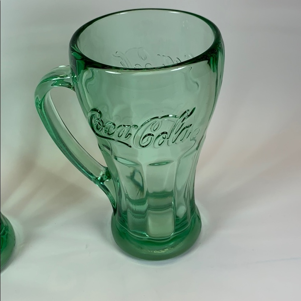 Libbey vintage Coca Cola Green Glass mugs heavy - Picture 3 of 8